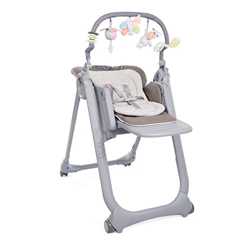 Chicco Polly Magic Relax Trona y hamaca evolutiva con barra de juegos, plegable y compacta, con 4 ruedas y freno, de 0 a 3 años, color marrón beige (Cocoa)