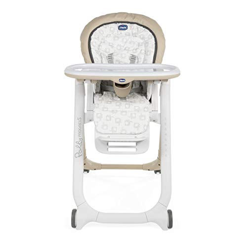 Chicco Polly Progres5 - Trona evolutiva: hamaca, trona y elevador compacto, ajustable, con 4 ruedas y freno, de 0 a 3 años, color marrón estampado ballenas (Beige)