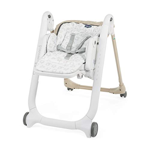 Chicco Polly Progres5 - Trona evolutiva: hamaca, trona y elevador compacto, ajustable, con 4 ruedas y freno, de 0 a 3 años, color marrón estampado ballenas (Beige)