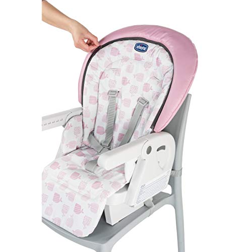 Chicco Polly Progres5 - Trona evolutiva: hamaca, trona y elevador compacto, ajustable, con 4 ruedas y freno, de 0 a 3 años, color rosa estampado ballenas (Pink)