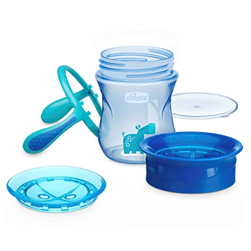 Chicco - Set completo comida, incluye platos + cubiertos + vaso, 12 m+, azul