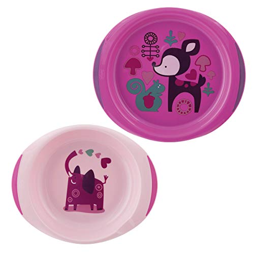 Chicco - Set completo comida, incluye platos + cubiertos + vaso, 12 m+, rosa