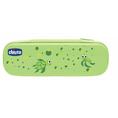 Chicco - Set dental Cepillo de dientes + Pasta Fresa con flúor 12+ m + Neceser Semi rígido color Verde