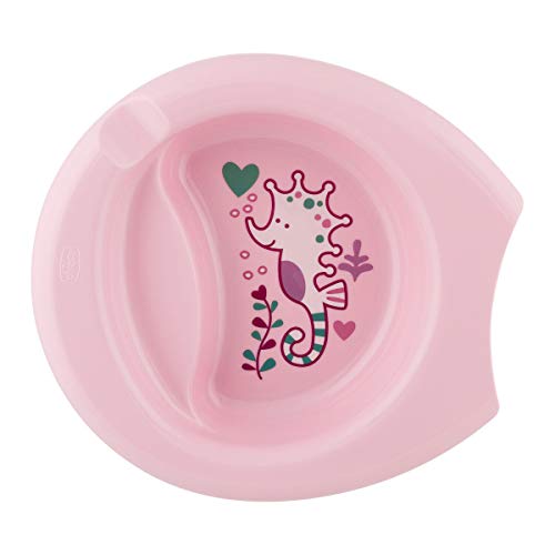 Chicco - Set vajilla comida completo, incluye plato + cubiertos + vaso, ideal bebés, 6 m+, color rosa