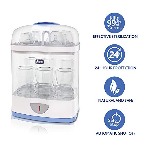 Chicco Steril Natural 2en1 - Esterilizador eléctrico de hasta 6 biberones en 5 minutos