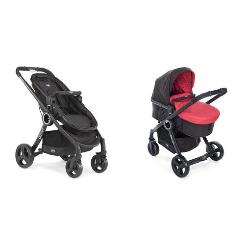 Chicco Urban plus -Carrito transformable en capazo y silla de paseo, color rojo