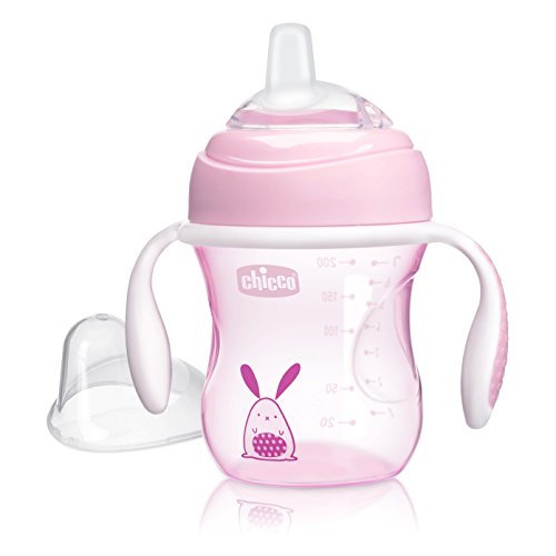 Chicco - Vaso de transición con boquilla de silicona, color rosa