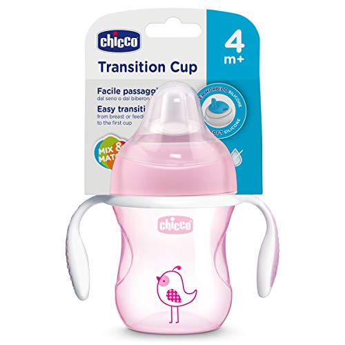 Chicco - Vaso de transición con boquilla de silicona, color rosa