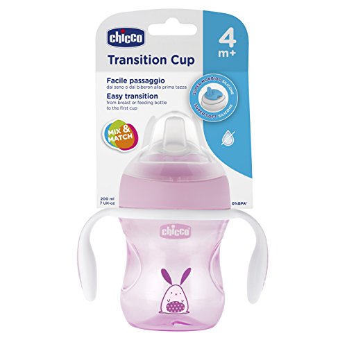 Chicco - Vaso de transición con boquilla de silicona, color rosa