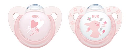 Chupete de silicona para bebé NUK, compatible con la mandíbula, 2 unidades rosa rosa Talla:0-6 meses