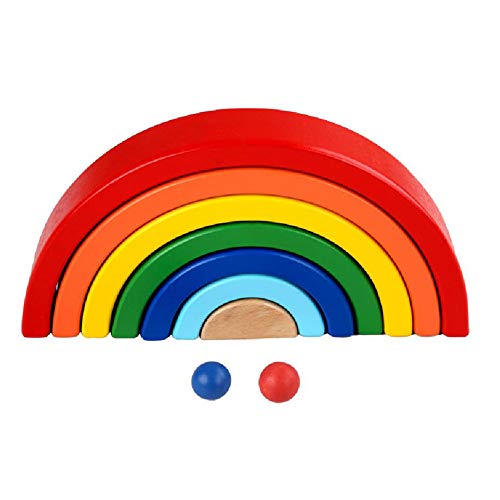 CHYK Arco Iris de Madera Bloque de construcción de Juguete Montessori Educación de la Primera Arco Iris Jeng Le semicírculo Juguetes educativos de los niños creativos,Rainbow Blocks