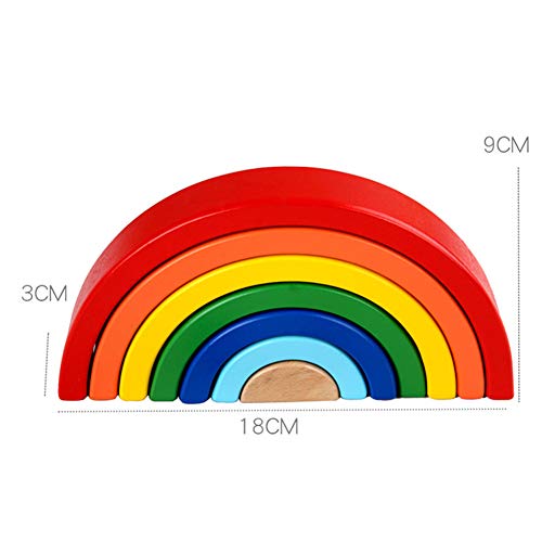 CHYK Arco Iris de Madera Bloque de construcción de Juguete Montessori Educación de la Primera Arco Iris Jeng Le semicírculo Juguetes educativos de los niños creativos,Rainbow Blocks