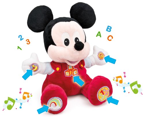 Clementoni- Animales de Cine y Television Peluche Juega y aprende Mickey, Color roja (65191.7)