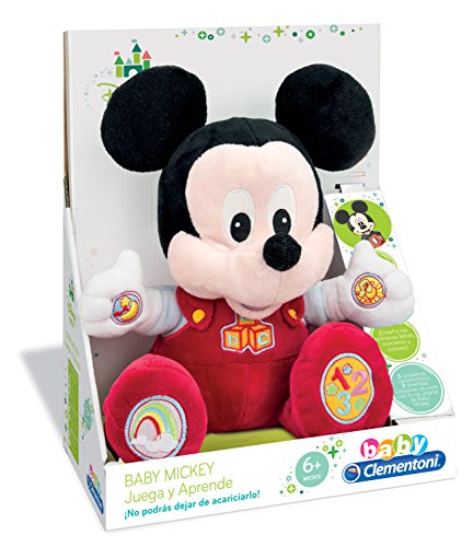 Clementoni- Animales de Cine y Television Peluche Juega y aprende Mickey, Color roja (65191.7)