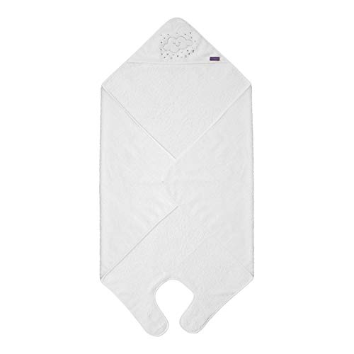 Clevamama Capa de Baño Bebé - Toalla Delantal con Capucha, Algodón - Blanco