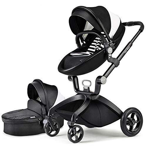 Cochecito de Bebe Hot Mom Cochecito y Sillas de paseo 3 en 1 con silla y el capazo, 2020 estilo de vida F22 asiento de carro extra comprable - Negro