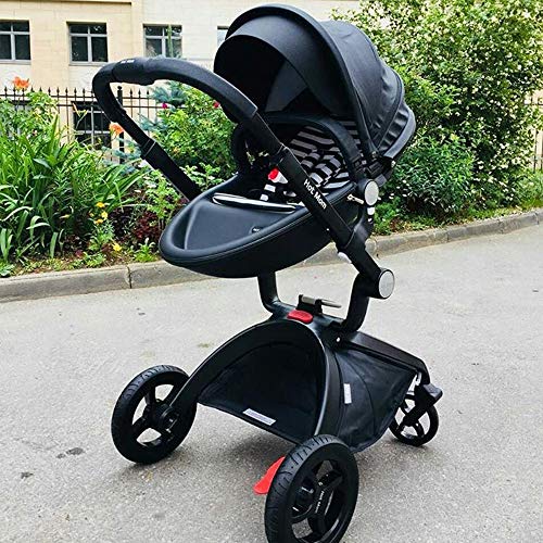 Cochecito de Bebe Hot Mom Cochecito y Sillas de paseo 3 en 1 con silla y el capazo, 2020 estilo de vida F22 asiento de carro extra comprable - Negro