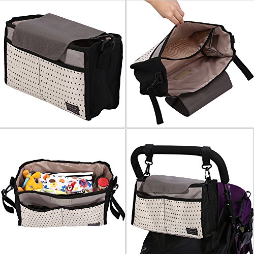 Cochecito de bebé multifunción Cochecito de bebé Bolsa de pañales Cochecito de bebé Bolsa de almacenamiento universal para recién nacido Colección de artículos para niños(negro)