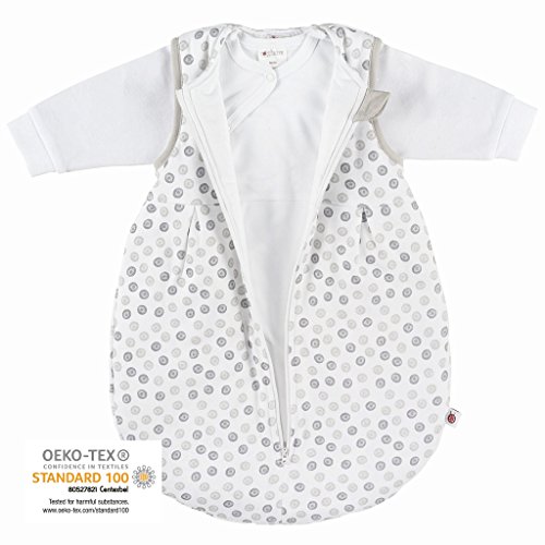 Coconette Circle Saco de dormir bebé todo el año - 2 Piezas: saco exterior forrado y saco interior de manga larga | para invierno y verano, 100% algodón - Talla: 3-6 meses (62/68)