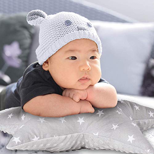 cojin estrella cojines bebe - decoracion peluche estrella regalo bebe recien nacido niña niños chico gris-blanco oscuro con estrellas y lunares ø 30cm et 2 x ø 60cm