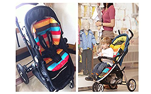 Cojín trona, Amcho Baby Cochecito / Trona / Asiento de coche Película protectora Respirable Impermeable Pad (Rainbow Stripes)