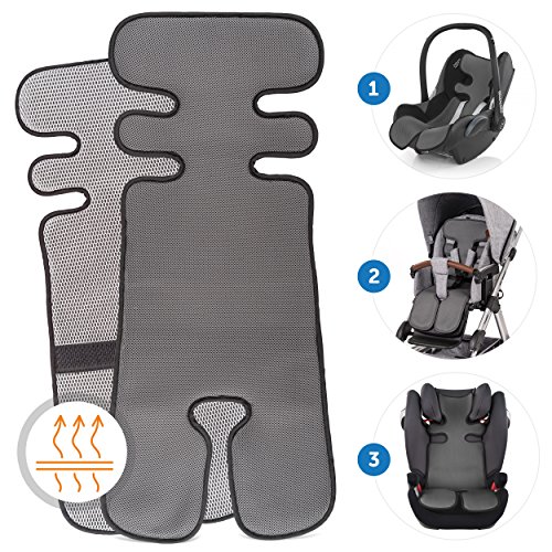 Colchoneta 3D Transpirable para Silla de Paseo / Asiento de verano Universal para cochecitos y sillas de coche - reduce la sudoración y mantiene al niño fresco - Gris