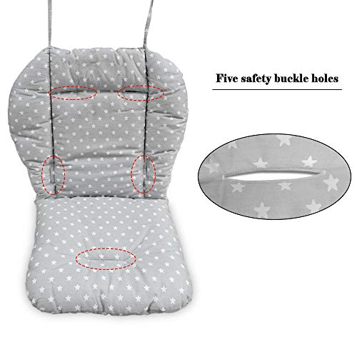 Colchoneta Silla de Paseo Bebe,Universal Colchoneta Silla de Paseo Bebe Verano Transpirable Silla Alta Cojín Funda Trona Colchoneta Bebé Niña Niño Unisex(estrella gris)