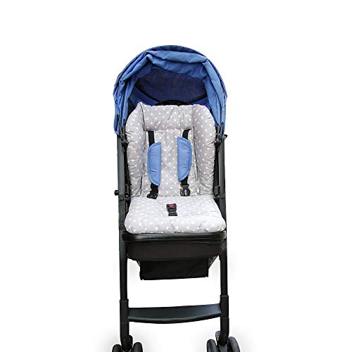 Colchoneta Silla de Paseo Bebe,Universal Colchoneta Silla de Paseo Bebe Verano Transpirable Silla Alta Cojín Funda Trona Colchoneta Bebé Niña Niño Unisex(estrella gris)