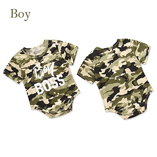 Conjunto a Juego de Gemelos, Conjunto de Hermano Mayor/Hermana/Hermanito, Regalo para Hermanos Bebés Niños Pequeños, Camuflaje Tops Mameluco Mono Camiseta (Mameluco del Muchacho, 12-18 Meses)