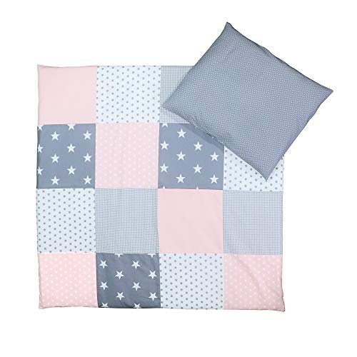 Conjunto de ropa de cuna de ULLENBOOM ® con rosa gris (juego de 2 piezas para cuna: funda de almohada de 35 x 40 cm y funda nórdica de 80 x 80 cm)