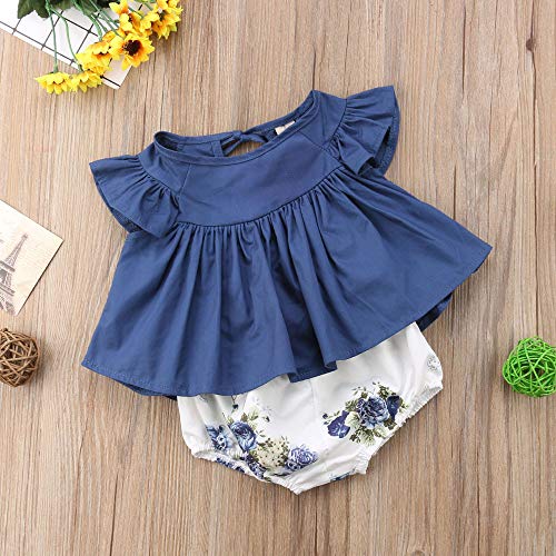 Conjuntos Bebe Niña, Lanskirt 0-24 Meses Ropa Bebe Niña Camisetas Bebe de Estampado de Flores de Impresión + Pantalones Cortos de Moda 2019