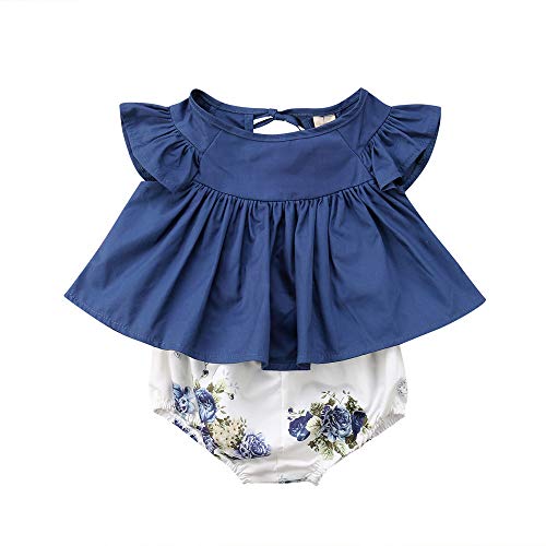 Conjuntos Bebe Niña, Lanskirt 0-24 Meses Ropa Bebe Niña Camisetas Bebe de Estampado de Flores de Impresión + Pantalones Cortos de Moda 2019