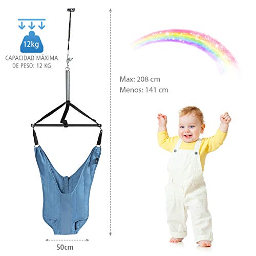 COSTWAY Saltador de Puerta para Bebé Longitud Ajustable Saltador con Clip para Puerta para Niños Pequeños de 6-12 Meses