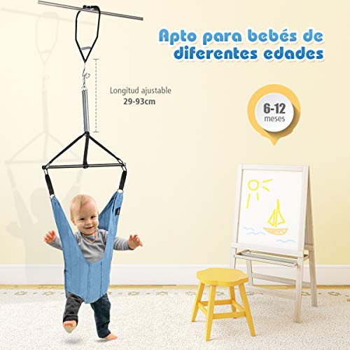 COSTWAY Saltador de Puerta para Bebé Longitud Ajustable Saltador con Clip para Puerta para Niños Pequeños de 6-12 Meses