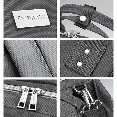 COSYLAND Mochilas para Pañales Biberones Bolso de Cambio Mamá Multifuncional Impermeable de Gran Capacidad con Aislado Bolsillos para Cuidado de Bebé con 2 Correas de Cochecito Puerto y Cable USB Gris