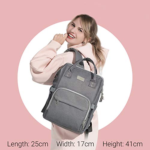 COSYLAND Mochilas para Pañales Biberones Bolso de Cambio Mamá Multifuncional Impermeable de Gran Capacidad con Aislado Bolsillos para Cuidado de Bebé con 2 Correas de Cochecito Puerto y Cable USB Gris