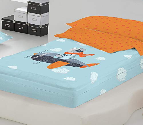 COTTON ARTean Saco nordico SIN Relleno Aviador Cama 90 x 190/200. Saco Unido a la Bajera con Cremallera.