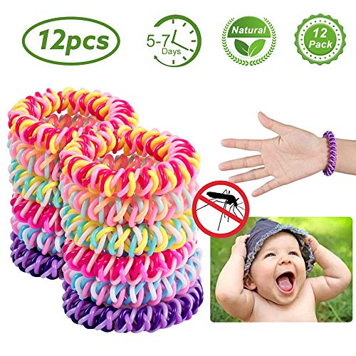 Cozywind 12pcs Pulsera Repelente de Mosquitos,100% Natural Ingredientes, Sin DEET, contra los Insectos, para Bebés Niños y Adultos, Multicolor