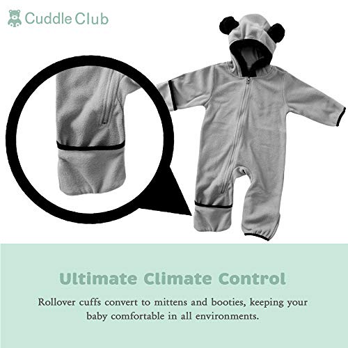 Cuddle Club Mono Polar Bebé para Recién Nacidos a Niños 4 Años - Pijamas Infantiles Chaqueta de Invierno Abrigo Polar Niño Mono de Niños - BearGrey4T