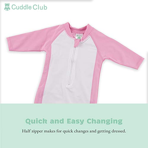 Cuddle Club Traje de Baño de una Sola Pieza Anti UV 50+ Bañador Bebé con Protección Solar – RashguardBearPink3T