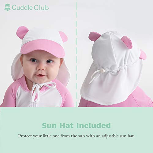 Cuddle Club Traje de Baño de una Sola Pieza Anti UV 50+ Bañador Bebé con Protección Solar – RashguardBearPink3T