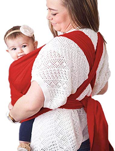 CuddleBug Fular Portabebés 9 en 1 – Canguro para Bebés Recién Nacidos y Niños hasta 16 Kg – Manos libres - Porta Bebés de Tela Suave y Elástico – Ideal como Regalo de Babyshower – Talla Única - (Roja)