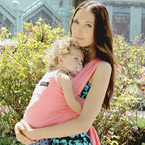 CuddleBug Fular Portabebés 9 en 1 – Canguro para Bebés Recién Nacidos y Niños hasta 16 Kg – Manos libres - Porta Bebés de Tela Suave y Elástico – Ideal como Regalo de Babyshower – Talla Única - (Rosa)