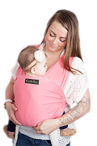 CuddleBug Fular Portabebés 9 en 1 – Canguro para Bebés Recién Nacidos y Niños hasta 16 Kg – Manos libres - Porta Bebés de Tela Suave y Elástico – Ideal como Regalo de Babyshower – Talla Única - (Rosa)