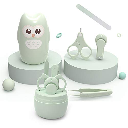 Cuidado de Bebe,Set de Manicura Bebe,Kit de Aseo para Bebés,Juego de Cortaúñas para Bebé,Limas de Uñas Bebe,Tijeras para Uñas Bebe,Set de Uñas para Bebe (Verde)