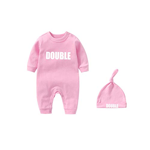 culbutomind Gemelos Bebé Bodis Doble Problema Lindo Traje con Sombrero Bebé Pijamas Nuevo Nacido Niña Ropa Gemelos Regalo Multicolor Bt 4-6 Meses