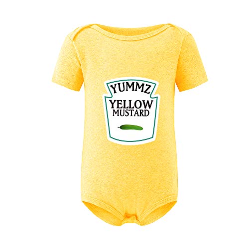 Culbutomind Yummz - Body de tomate ketchup amarillo mostaza rojo y amarillo para bebé gemelos, ropa para bebé gemelos, para niños y niñas Amarillo amarillo 7- 9 Meses