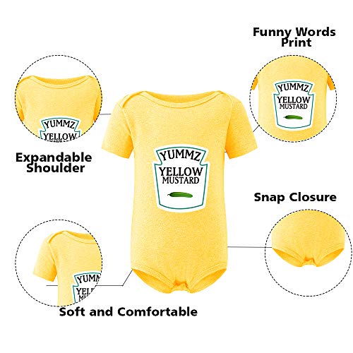 Culbutomind Yummz - Body de tomate ketchup amarillo mostaza rojo y amarillo para bebé gemelos, ropa para bebé gemelos, para niños y niñas Amarillo amarillo 7- 9 Meses