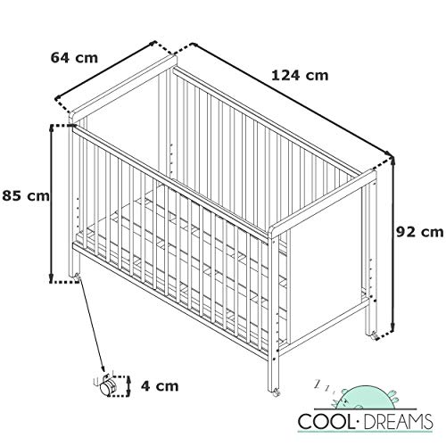 Cuna colecho Indi 10 alturas colecho + kit colecho + kit para convertirla en cama