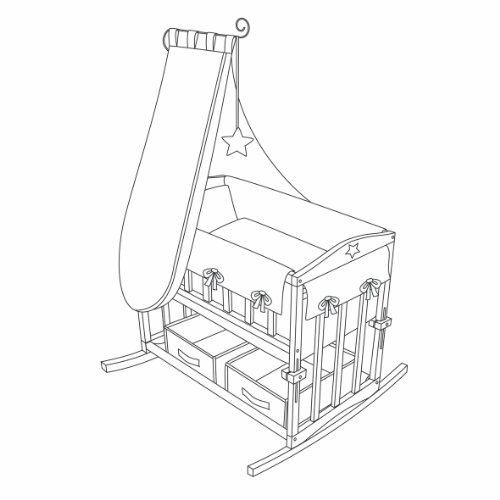 Cuna de colecho roba 4 en 1, con vestiduras 'Heartbreaker', utilizable como cuna de colecho, cuna balancin, cuna normal y banco para niños, fabricada en madera lacada en blanco y con vestiduras completas, y ropa de cuna de (80x80cm)